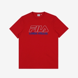 Fila Linea Italia Logo Férfi Rövid Ujjú Póló Sötét Piros | HU-90238